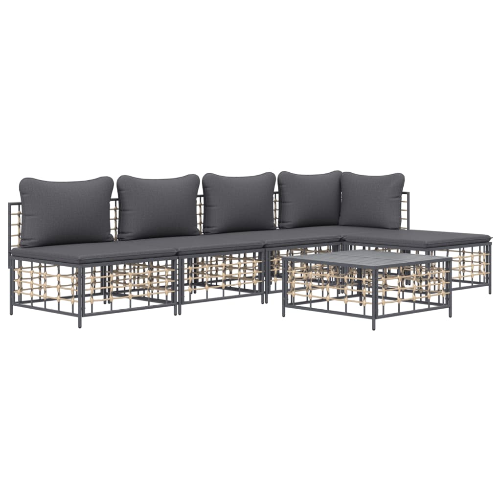 6-delige Loungeset met kussens poly rattan antracietkleurig is nu te koop bij PeponiXL, paradijselijk wonen!