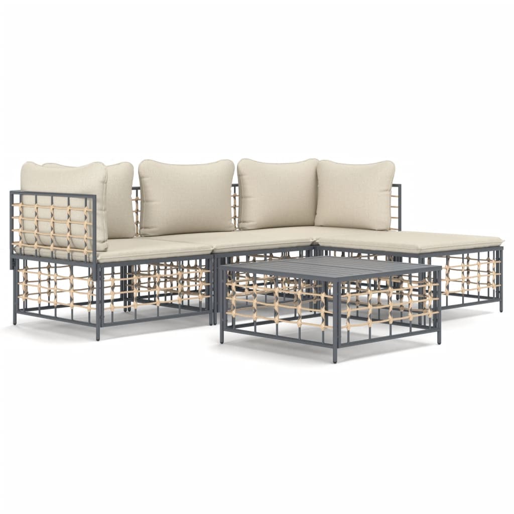 4-delige Loungeset met kussens poly rattan antracietkleurig is nu te koop bij PeponiXL, paradijselijk wonen!