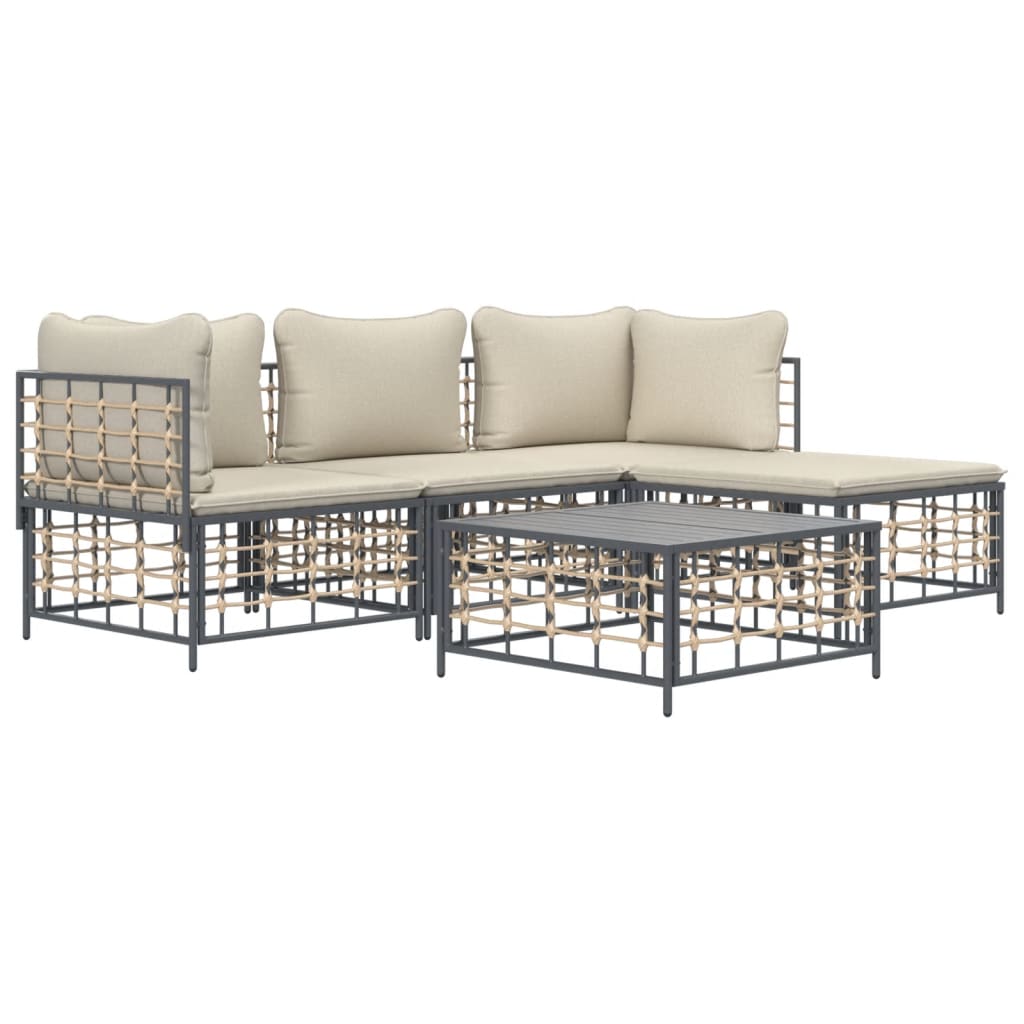 4-delige Loungeset met kussens poly rattan antracietkleurig is nu te koop bij PeponiXL, paradijselijk wonen!