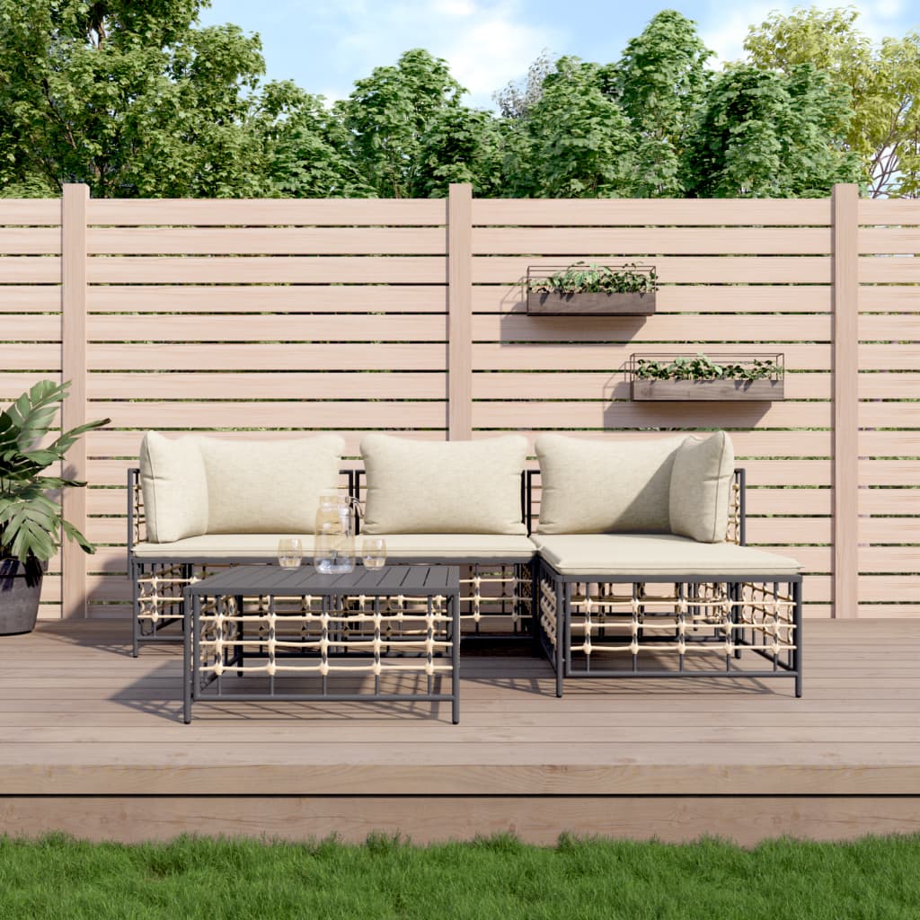 4-delige Loungeset met kussens poly rattan antracietkleurig is nu te koop bij PeponiXL, paradijselijk wonen!