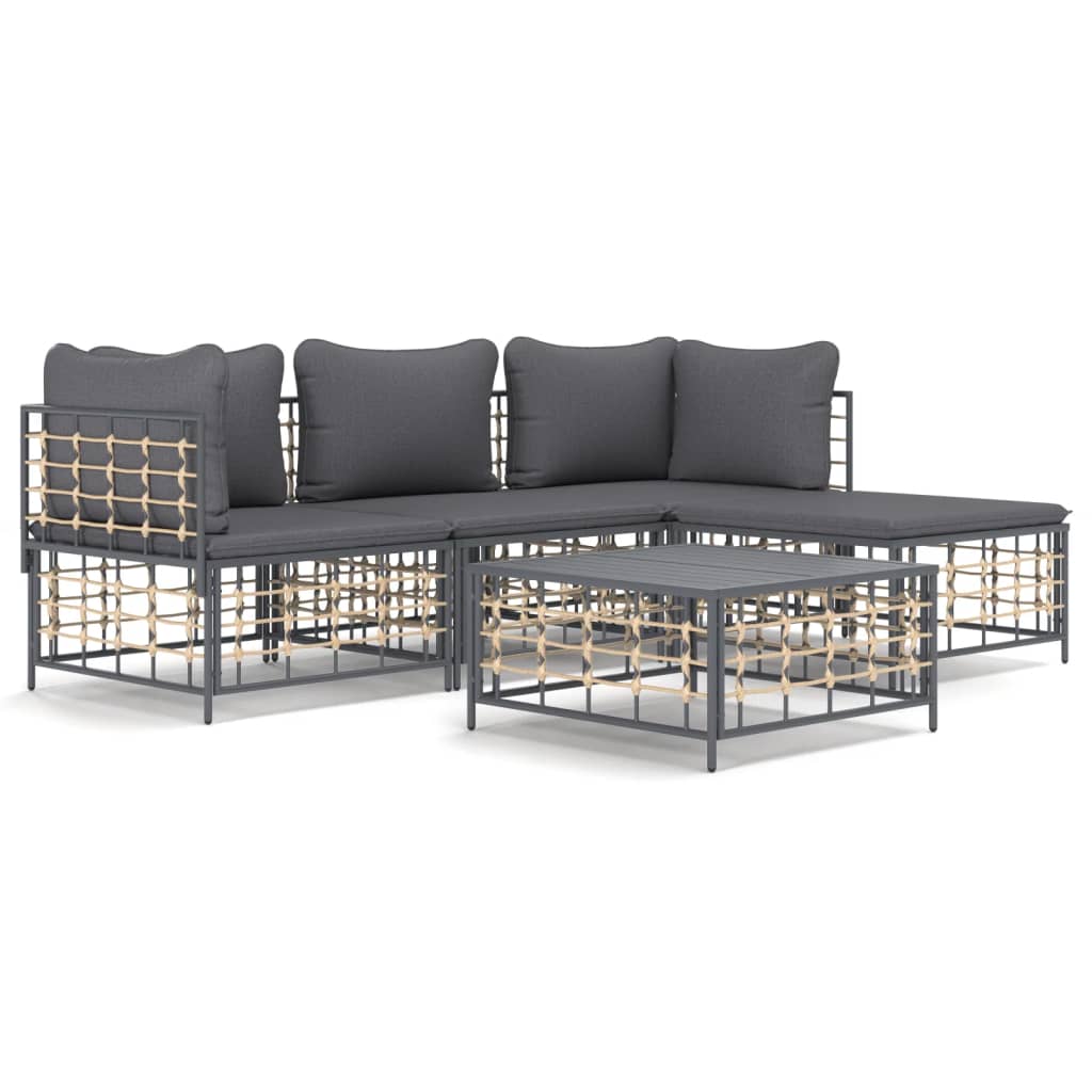 4-delige Loungeset met kussens poly rattan antracietkleurig is nu te koop bij PeponiXL, paradijselijk wonen!