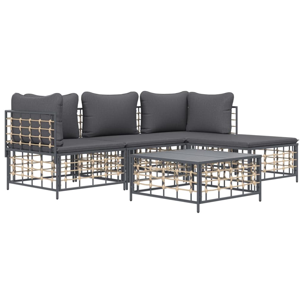 4-delige Loungeset met kussens poly rattan antracietkleurig is nu te koop bij PeponiXL, paradijselijk wonen!