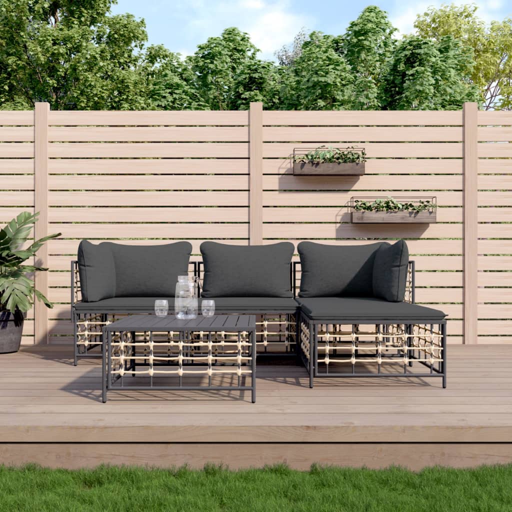 4-delige Loungeset met kussens poly rattan antracietkleurig is nu te koop bij PeponiXL, paradijselijk wonen!