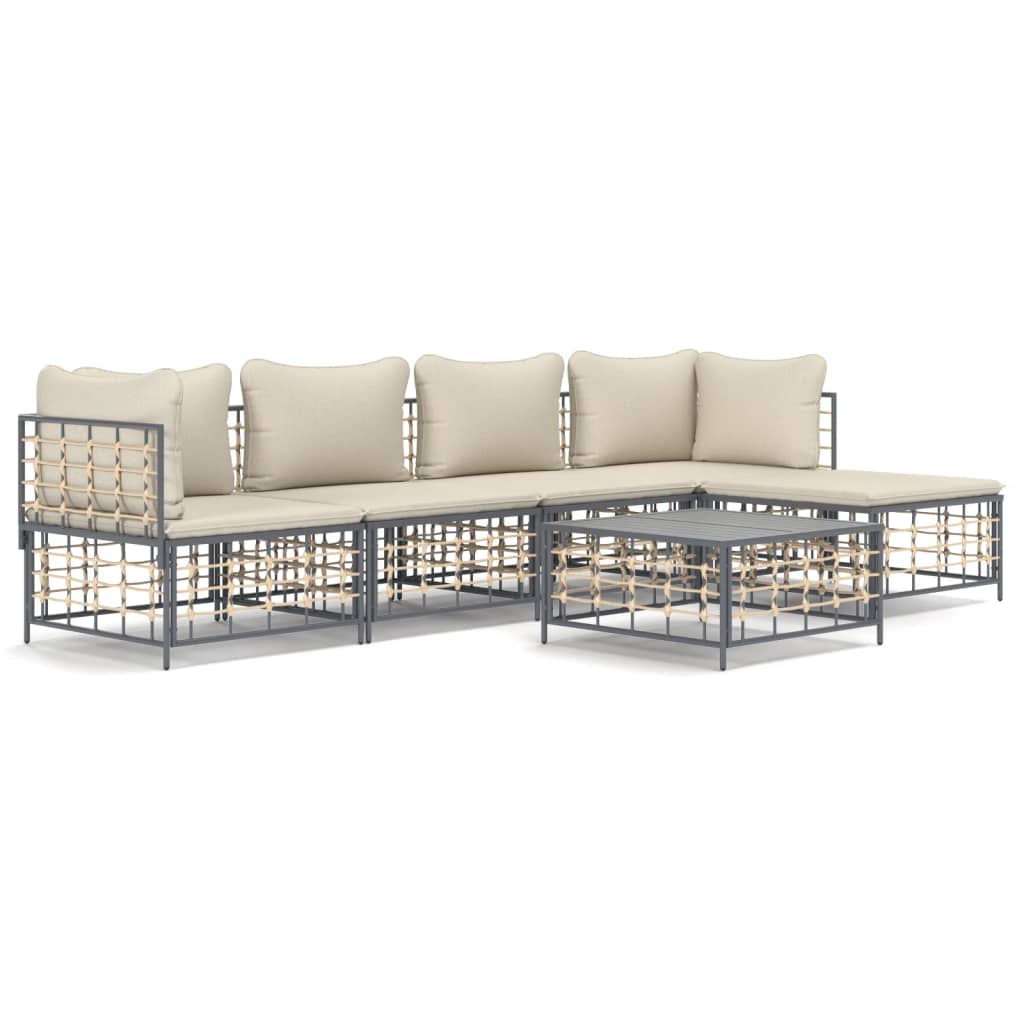 6-delige Loungeset met kussens poly rattan antracietkleurig is nu te koop bij PeponiXL, paradijselijk wonen!