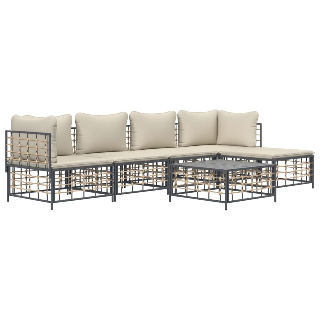 6-delige Loungeset met kussens poly rattan antracietkleurig is nu te koop bij PeponiXL, paradijselijk wonen!