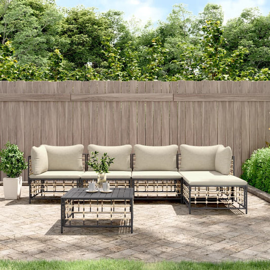 6-delige Loungeset met kussens poly rattan antracietkleurig is nu te koop bij PeponiXL, paradijselijk wonen!