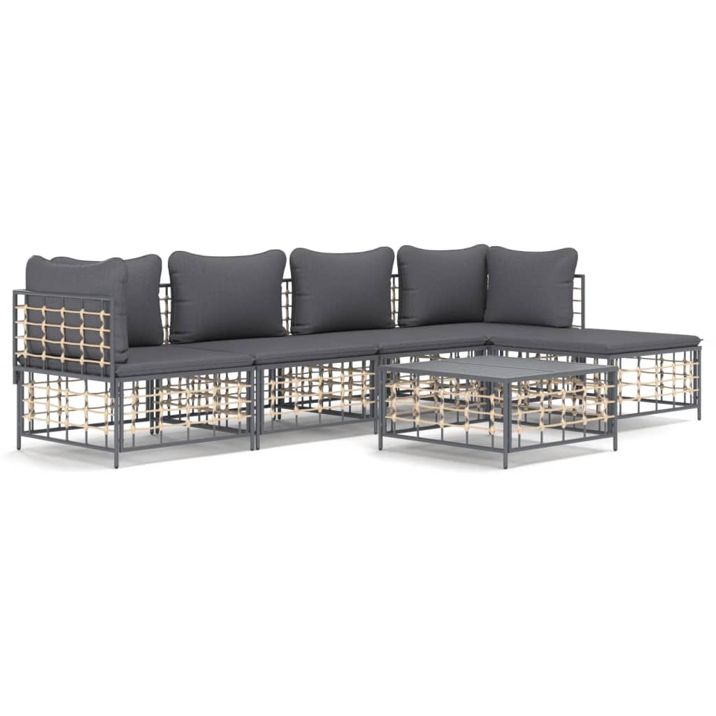 6-delige Loungeset met kussens poly rattan antracietkleurig is nu te koop bij PeponiXL, paradijselijk wonen!