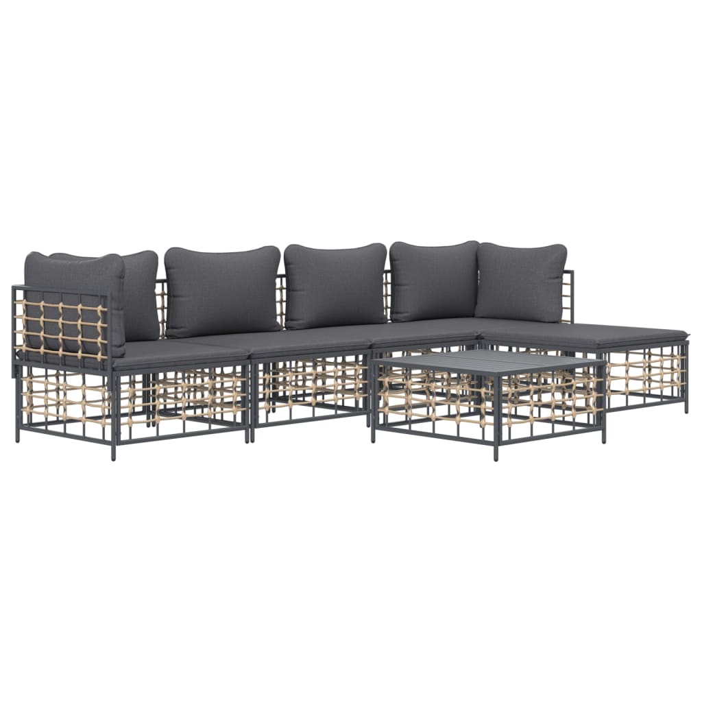6-delige Loungeset met kussens poly rattan antracietkleurig is nu te koop bij PeponiXL, paradijselijk wonen!