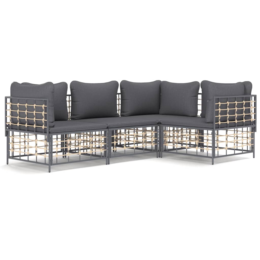 4-delige Loungeset met kussens poly rattan antracietkleurig is nu te koop bij PeponiXL, paradijselijk wonen!