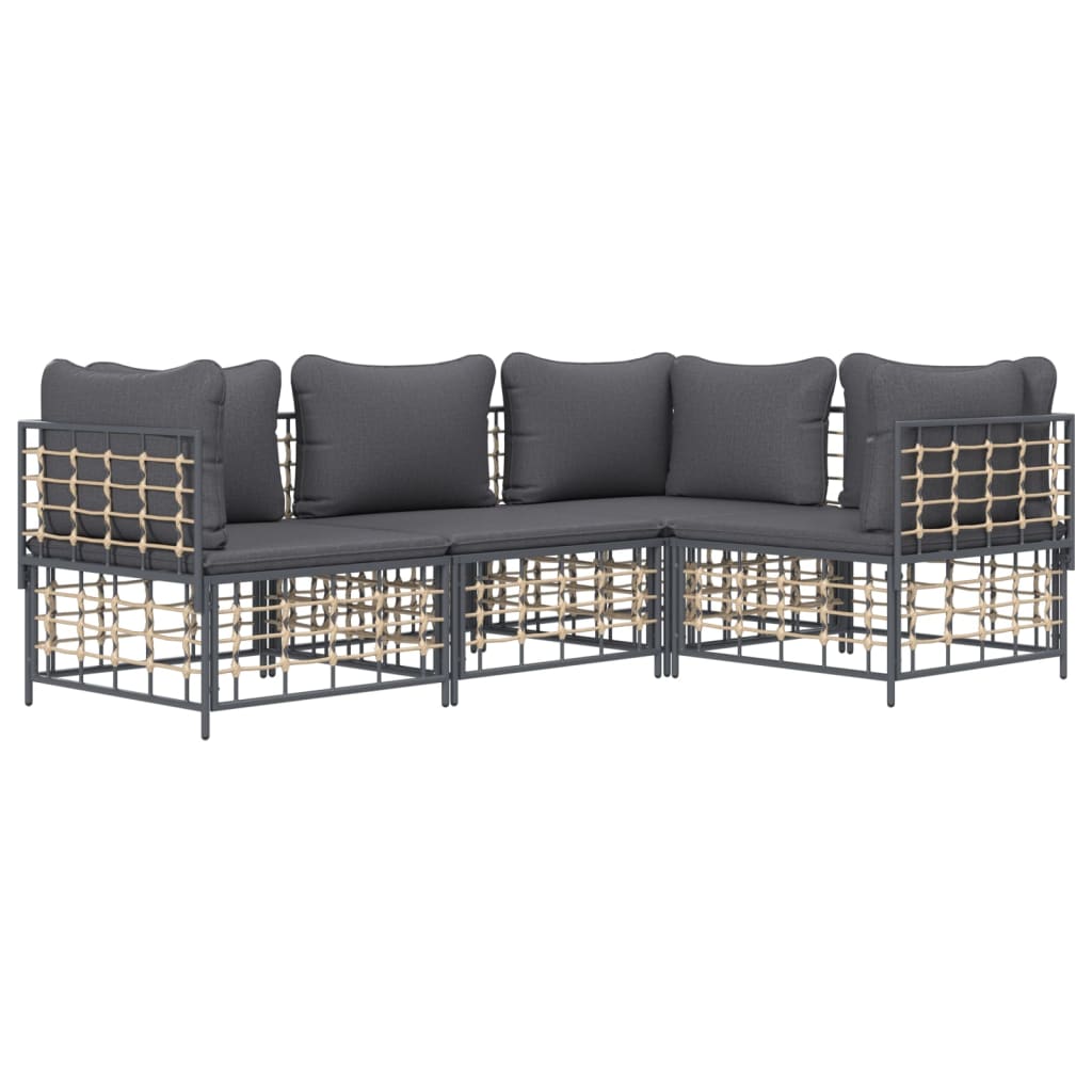 4-delige Loungeset met kussens poly rattan antracietkleurig is nu te koop bij PeponiXL, paradijselijk wonen!