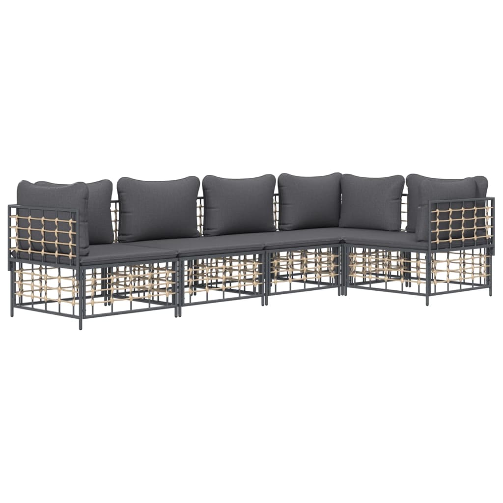 5-delige Loungeset met kussens poly rattan antracietkleurig is nu te koop bij PeponiXL, paradijselijk wonen!