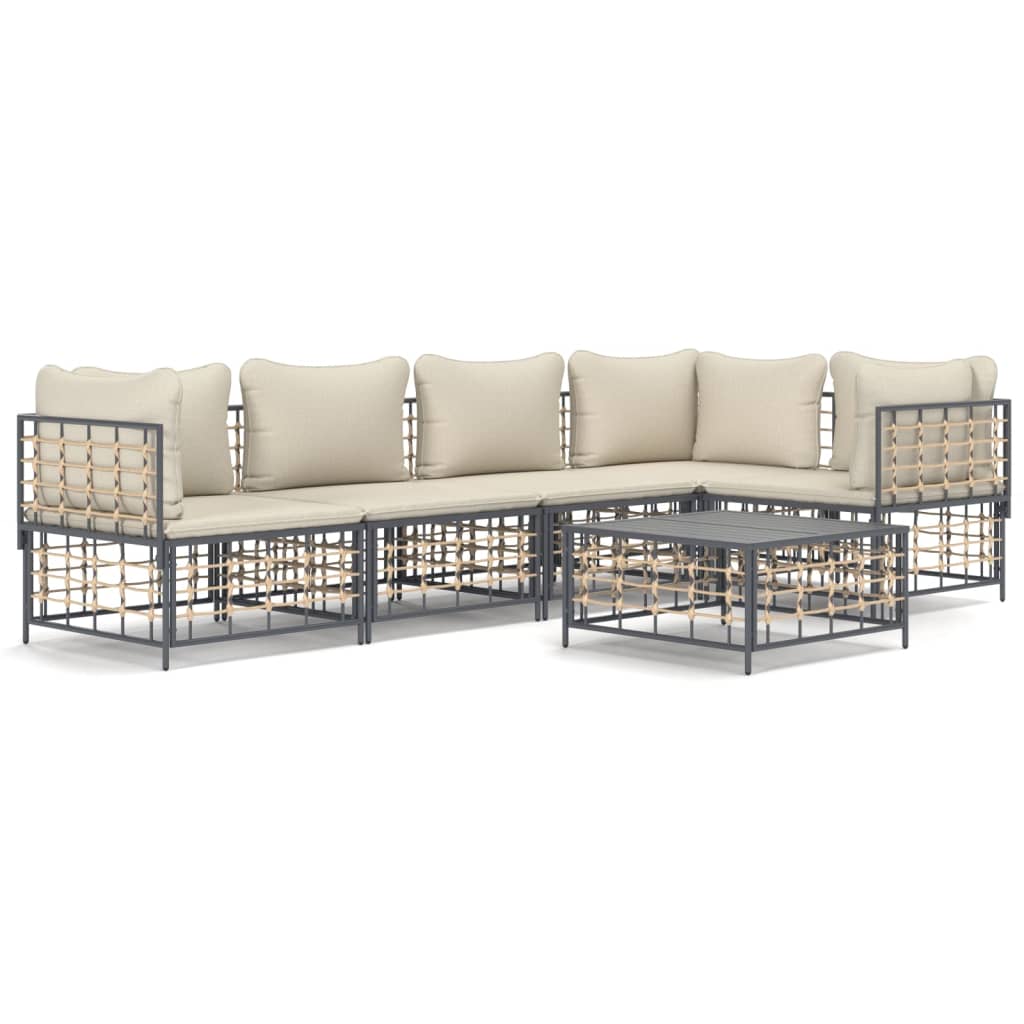 6-delige Loungeset met kussens poly rattan antracietkleurig is nu te koop bij PeponiXL, paradijselijk wonen!