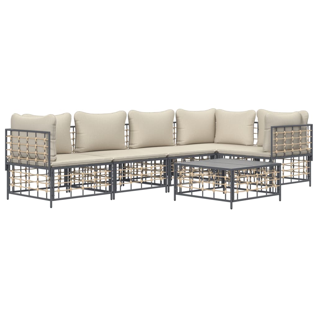 6-delige Loungeset met kussens poly rattan antracietkleurig is nu te koop bij PeponiXL, paradijselijk wonen!