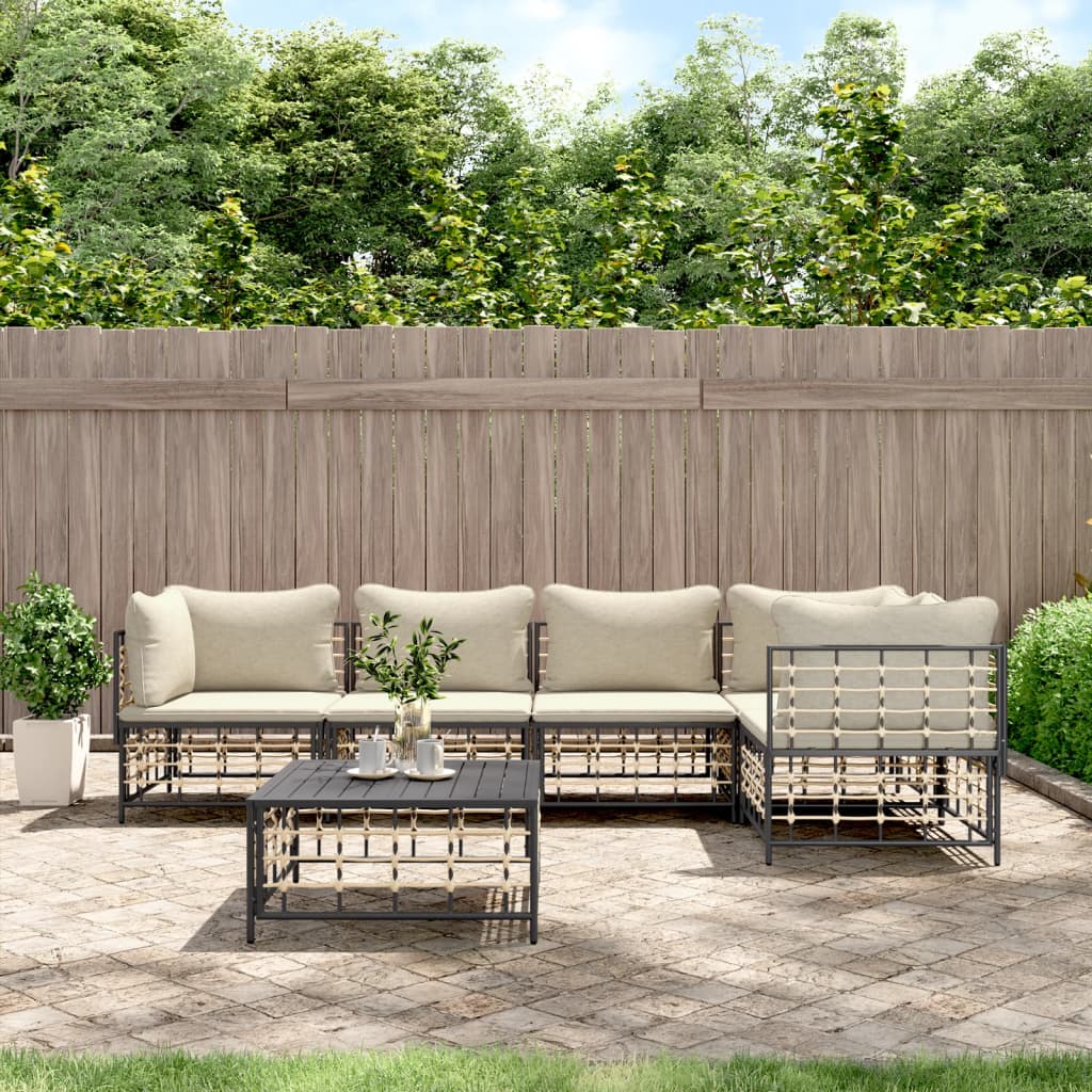 6-delige Loungeset met kussens poly rattan antracietkleurig is nu te koop bij PeponiXL, paradijselijk wonen!