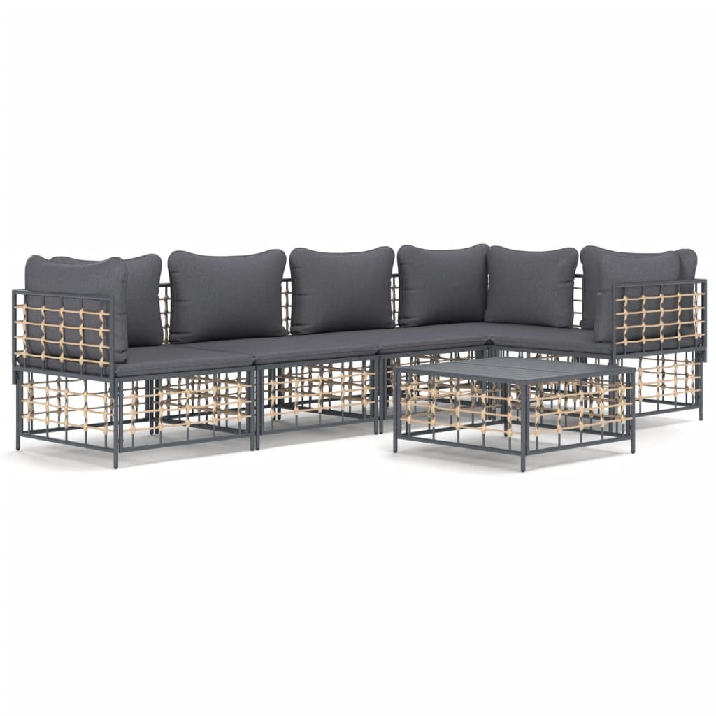 6-delige Loungeset met kussens poly rattan antracietkleurig is nu te koop bij PeponiXL, paradijselijk wonen!