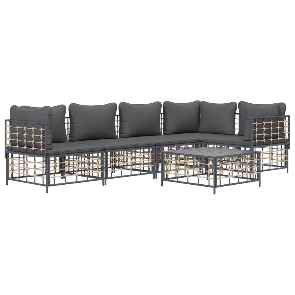 6-delige Loungeset met kussens poly rattan antracietkleurig is nu te koop bij PeponiXL, paradijselijk wonen!