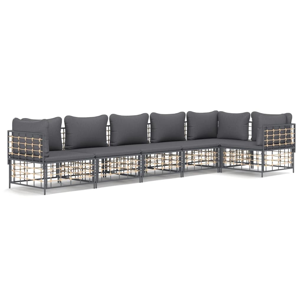 6-delige Loungeset met kussens poly rattan antracietkleurig is nu te koop bij PeponiXL, paradijselijk wonen!