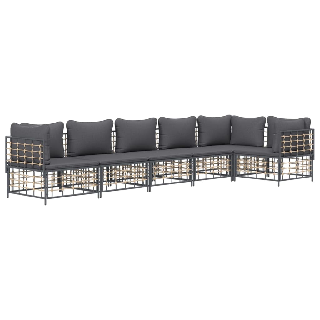 6-delige Loungeset met kussens poly rattan antracietkleurig is nu te koop bij PeponiXL, paradijselijk wonen!