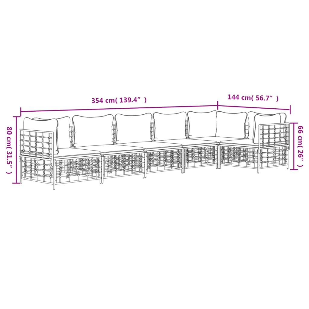 6-delige Loungeset met kussens poly rattan antracietkleurig is nu te koop bij PeponiXL, paradijselijk wonen!