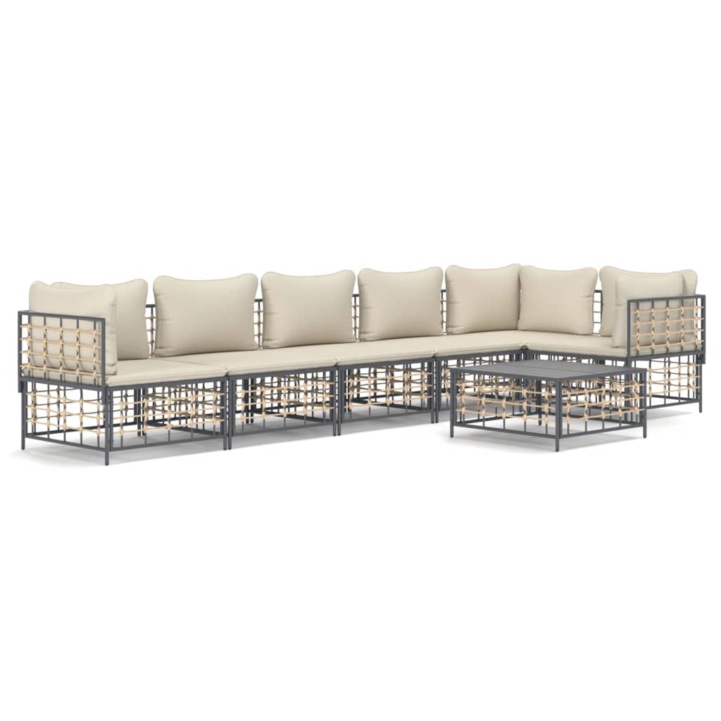7-delige Loungeset met kussens poly rattan antracietkleurig is nu te koop bij PeponiXL, paradijselijk wonen!