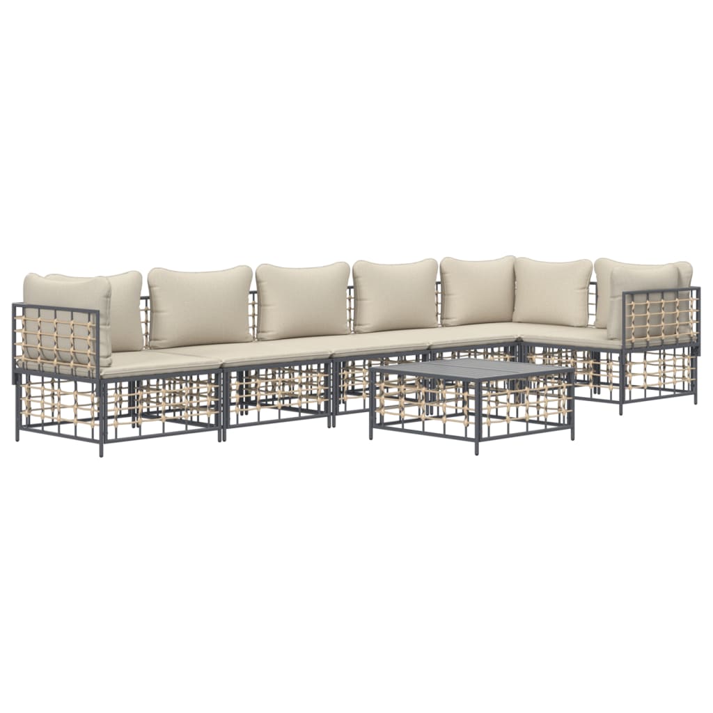 7-delige Loungeset met kussens poly rattan antracietkleurig is nu te koop bij PeponiXL, paradijselijk wonen!