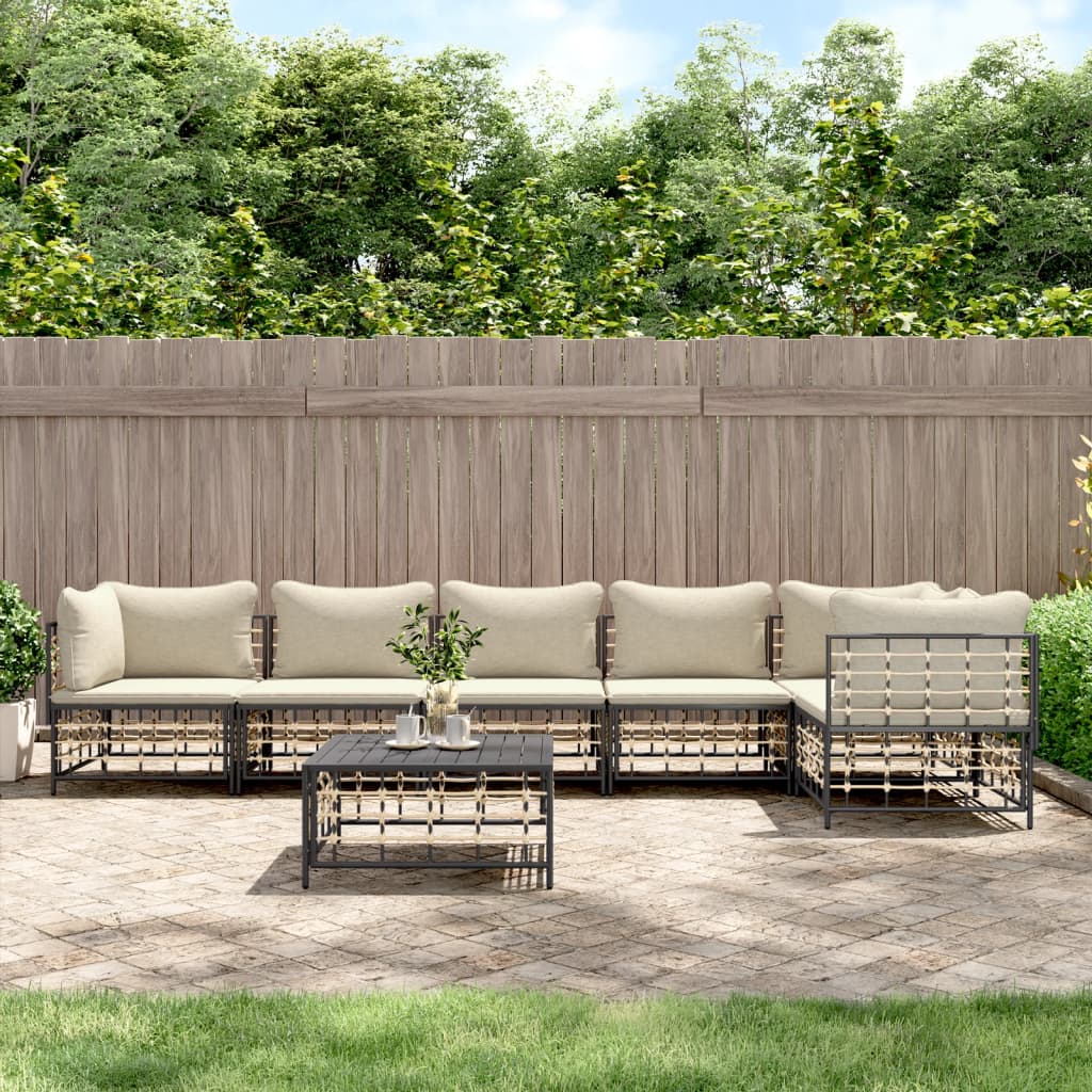 7-delige Loungeset met kussens poly rattan antracietkleurig is nu te koop bij PeponiXL, paradijselijk wonen!