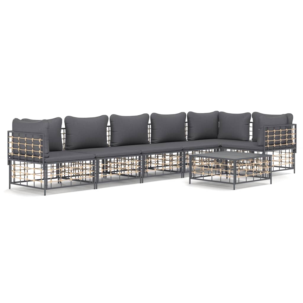 7-delige Loungeset met kussens poly rattan antracietkleurig is nu te koop bij PeponiXL, paradijselijk wonen!