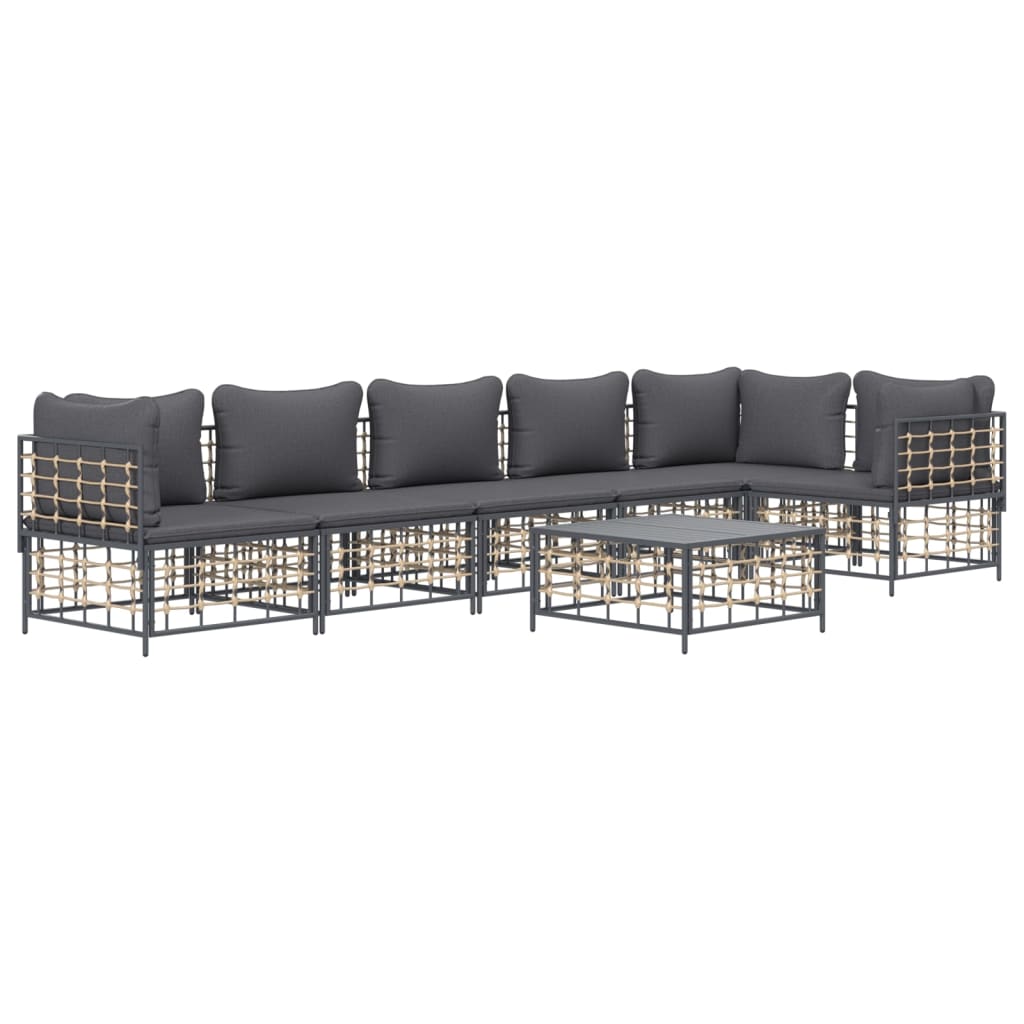 7-delige Loungeset met kussens poly rattan antracietkleurig is nu te koop bij PeponiXL, paradijselijk wonen!