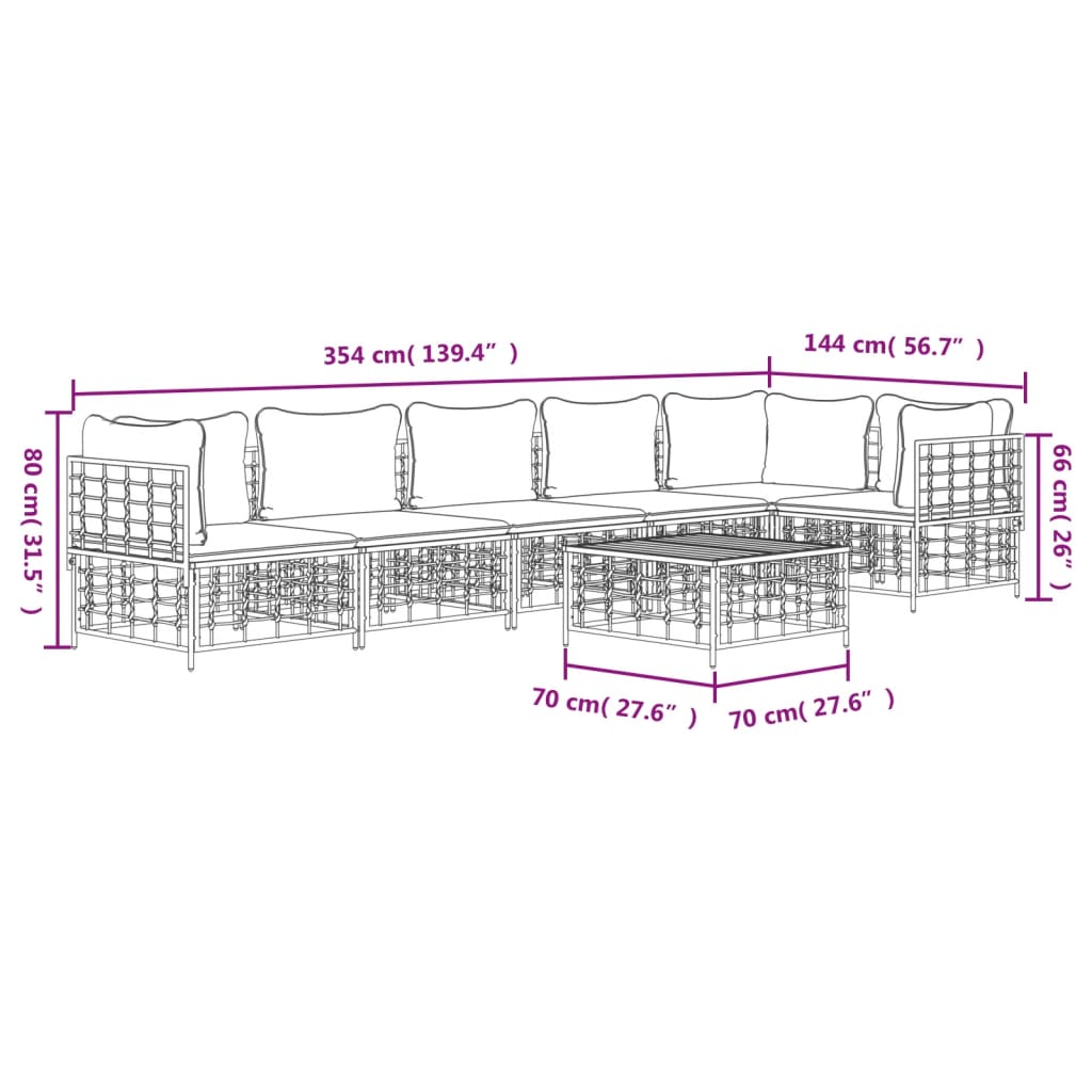 7-delige Loungeset met kussens poly rattan antracietkleurig is nu te koop bij PeponiXL, paradijselijk wonen!
