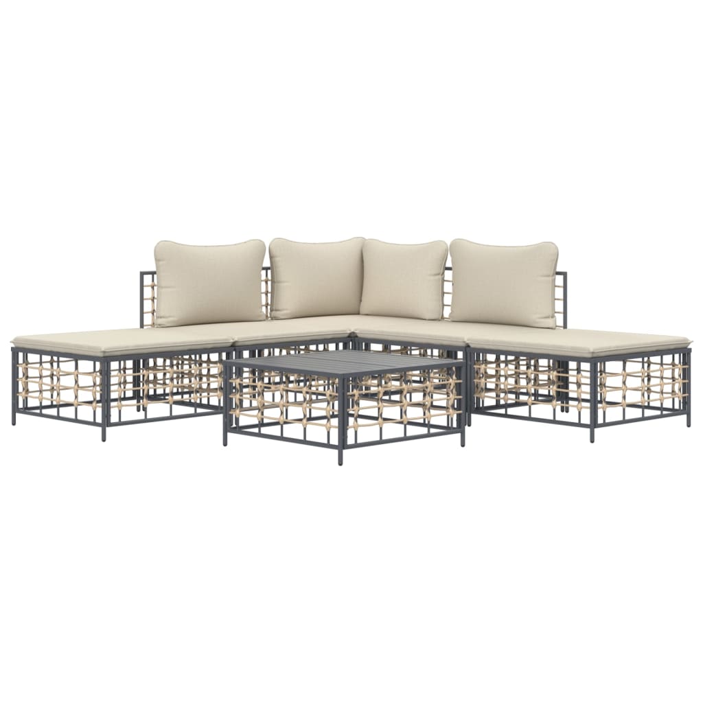 6-delige Loungeset met kussens poly rattan antracietkleurig is nu te koop bij PeponiXL, paradijselijk wonen!