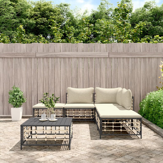 6-delige Loungeset met kussens poly rattan antracietkleurig is nu te koop bij PeponiXL, paradijselijk wonen!