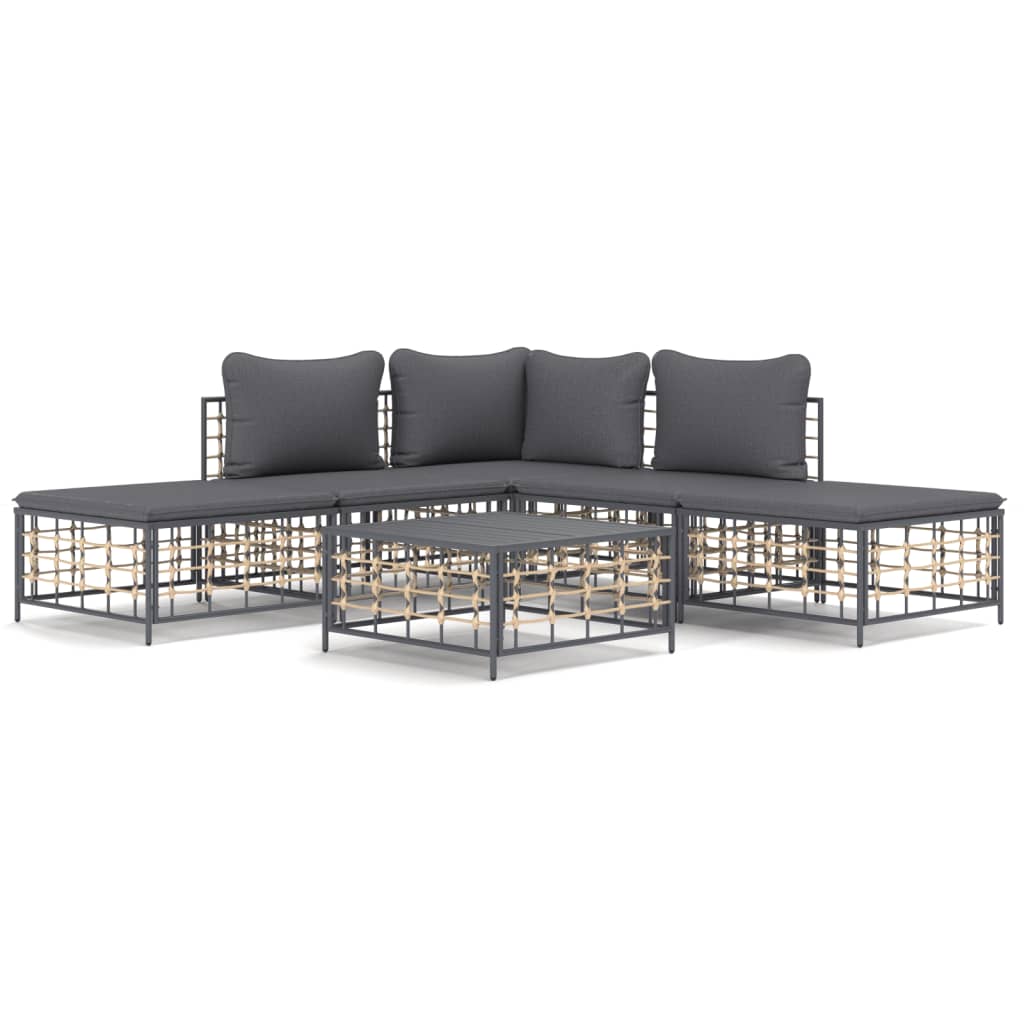 6-delige Loungeset met kussens poly rattan antracietkleurig is nu te koop bij PeponiXL, paradijselijk wonen!