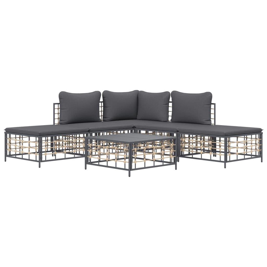6-delige Loungeset met kussens poly rattan antracietkleurig is nu te koop bij PeponiXL, paradijselijk wonen!