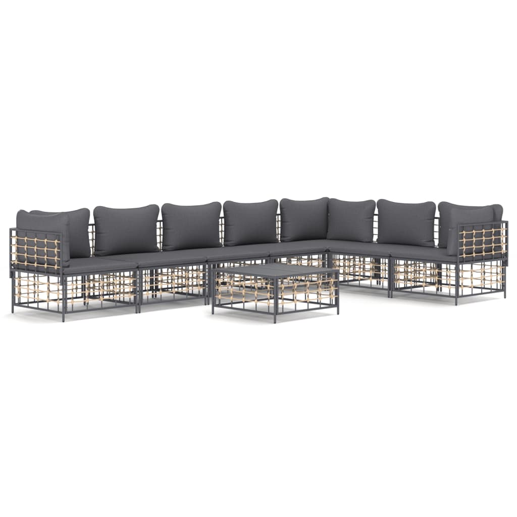8-delige Loungeset met kussens poly rattan antracietkleurig is nu te koop bij PeponiXL, paradijselijk wonen!