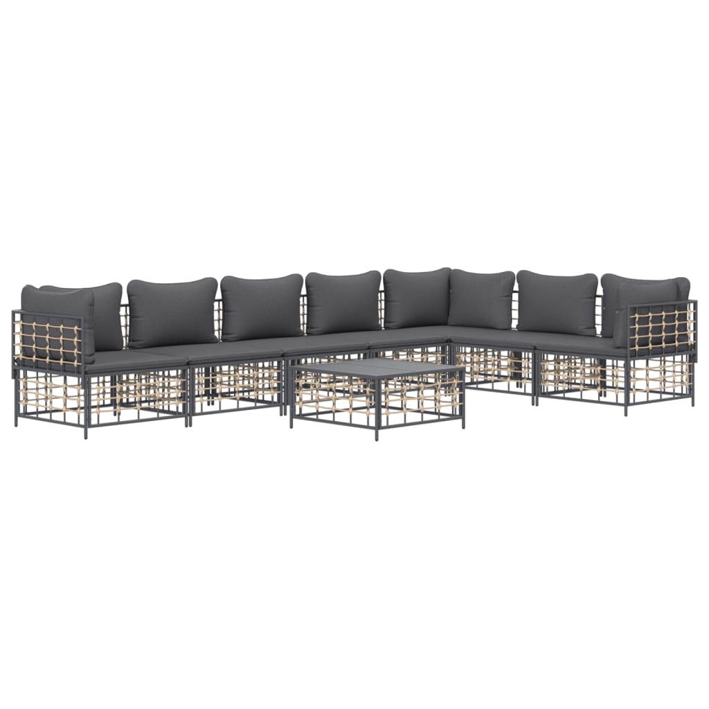 8-delige Loungeset met kussens poly rattan antracietkleurig is nu te koop bij PeponiXL, paradijselijk wonen!