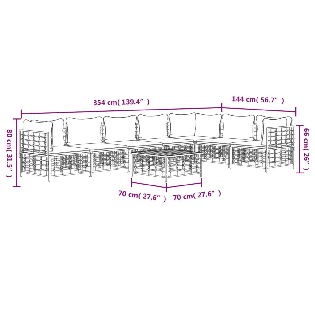 8-delige Loungeset met kussens poly rattan antracietkleurig is nu te koop bij PeponiXL, paradijselijk wonen!