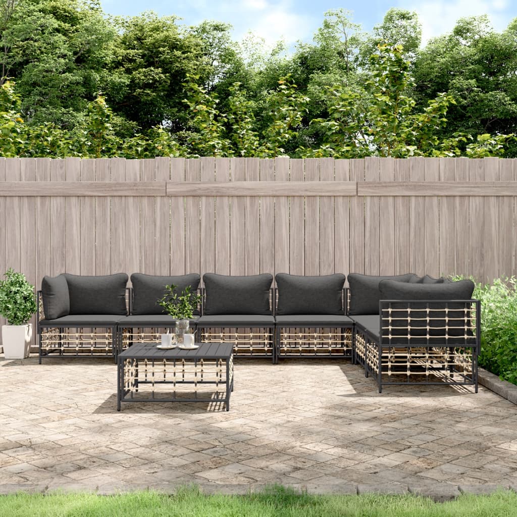 8-delige Loungeset met kussens poly rattan antracietkleurig is nu te koop bij PeponiXL, paradijselijk wonen!
