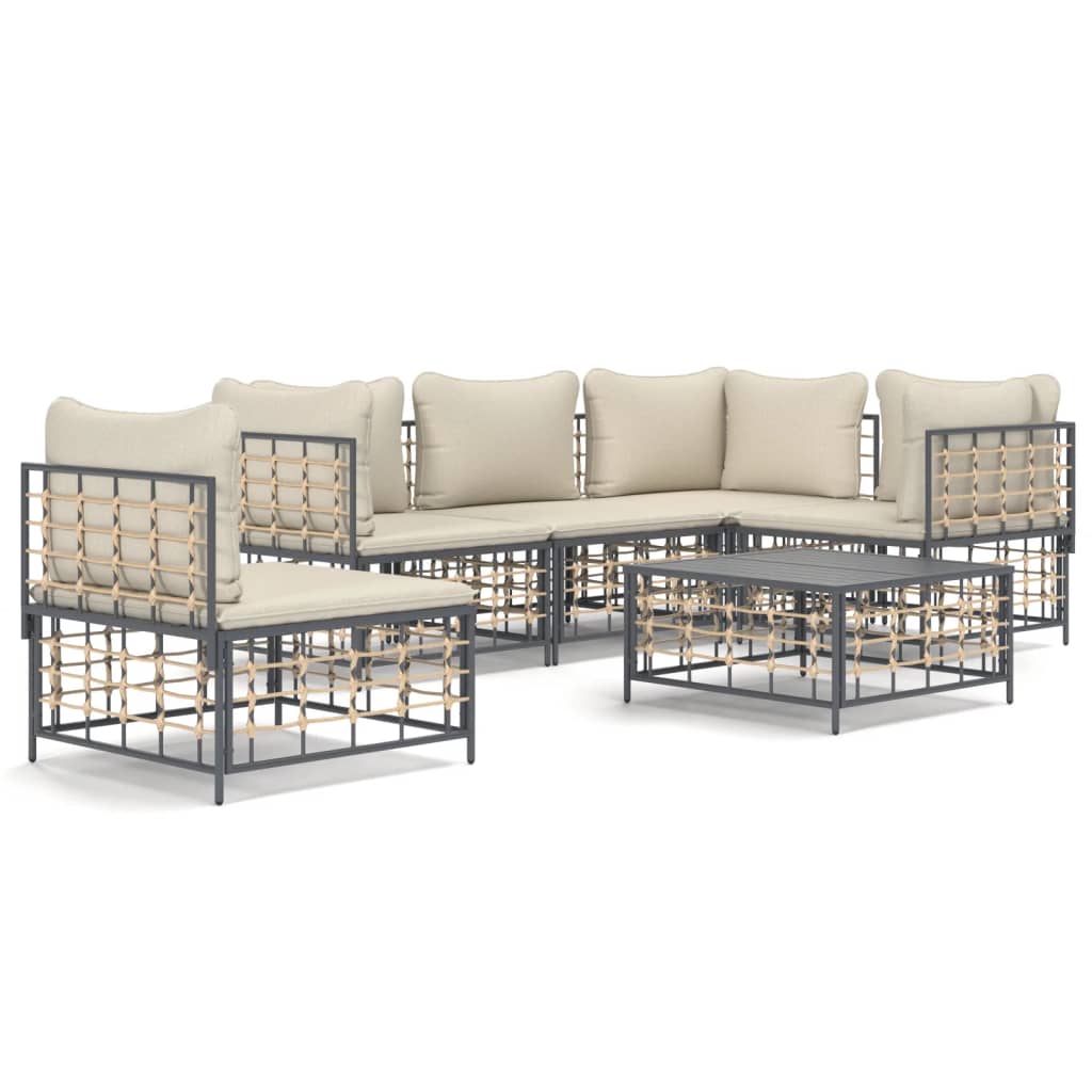 6-delige Loungeset met kussens poly rattan antracietkleurig is nu te koop bij PeponiXL, paradijselijk wonen!