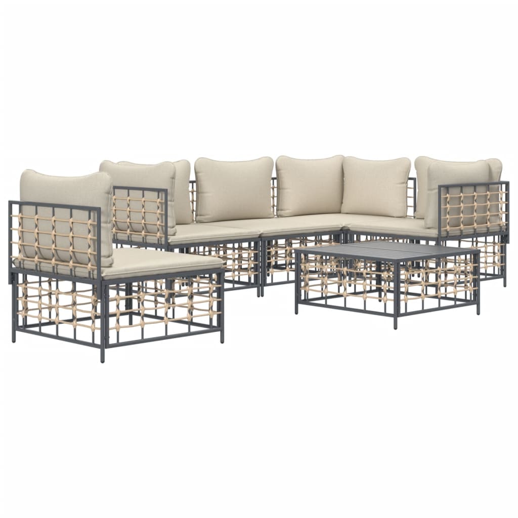 6-delige Loungeset met kussens poly rattan antracietkleurig is nu te koop bij PeponiXL, paradijselijk wonen!