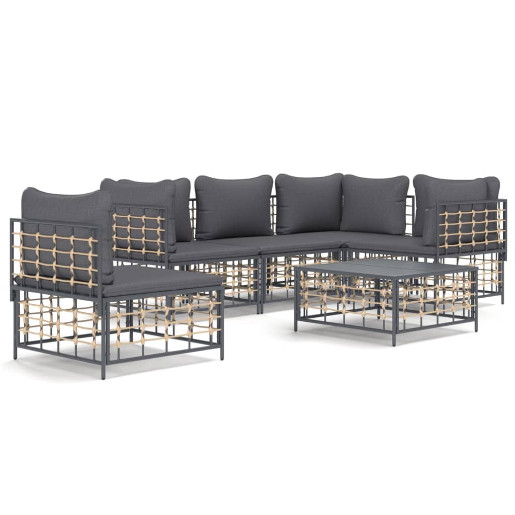 6-delige Loungeset met kussens poly rattan antracietkleurig is nu te koop bij PeponiXL, paradijselijk wonen!