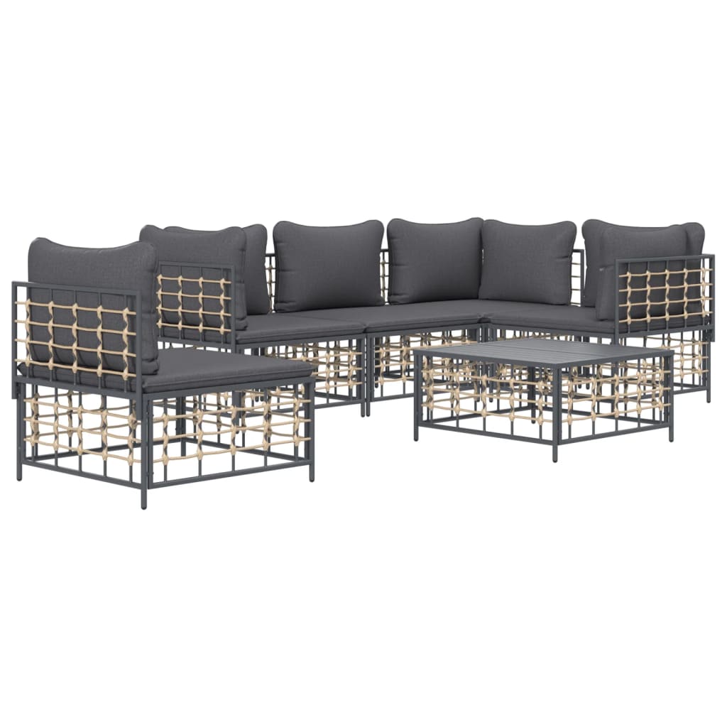 6-delige Loungeset met kussens poly rattan antracietkleurig is nu te koop bij PeponiXL, paradijselijk wonen!