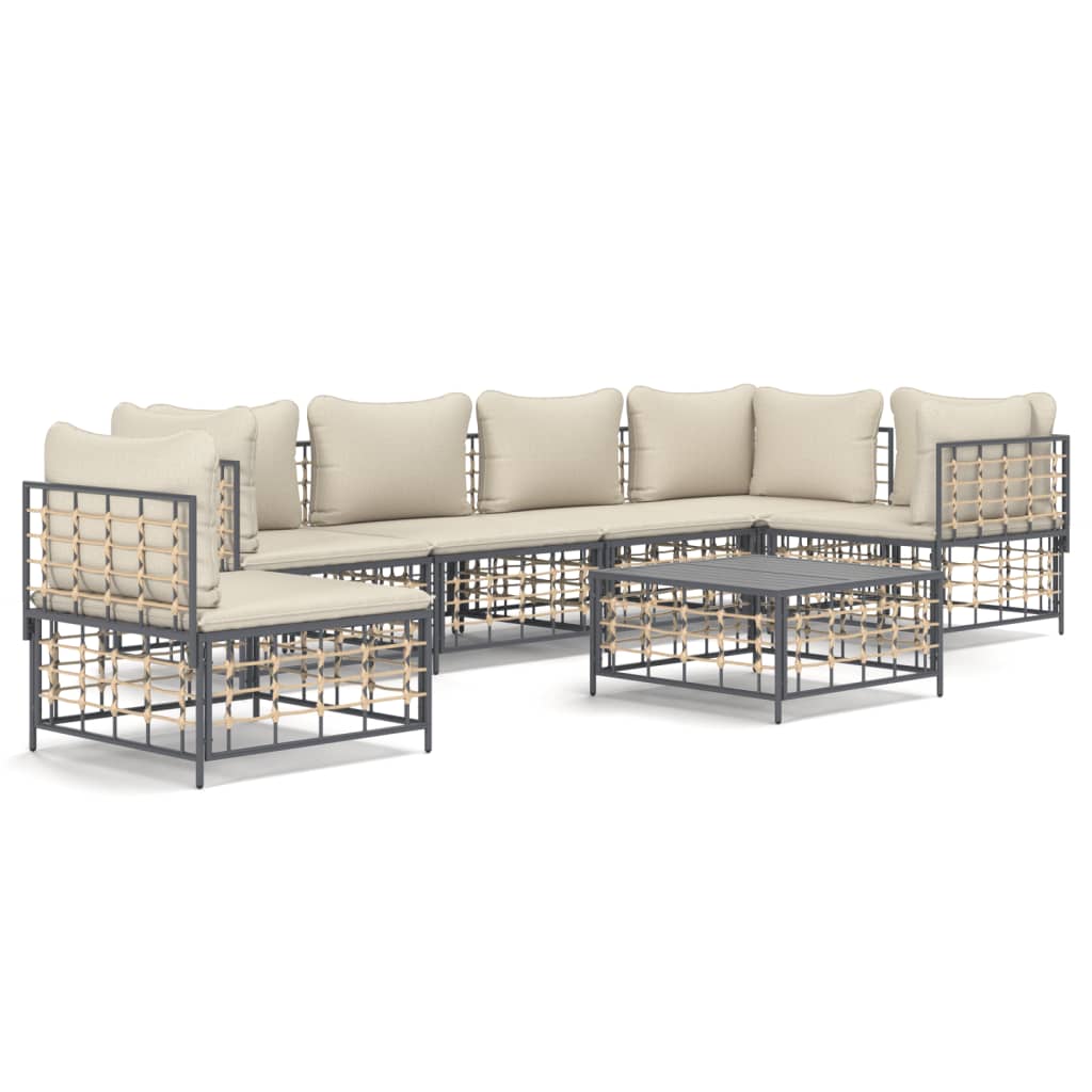 7-delige Loungeset met kussens poly rattan antracietkleurig is nu te koop bij PeponiXL, paradijselijk wonen!