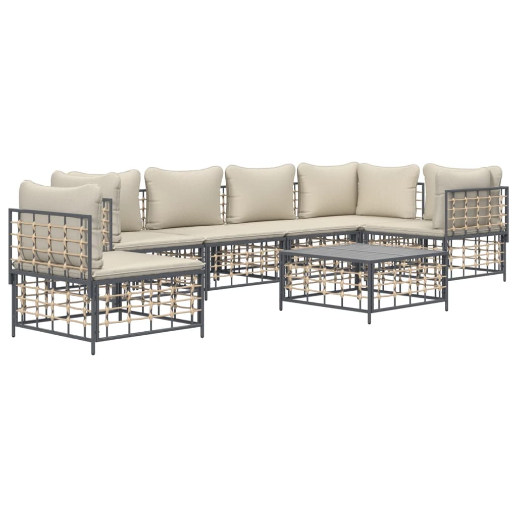 7-delige Loungeset met kussens poly rattan antracietkleurig is nu te koop bij PeponiXL, paradijselijk wonen!
