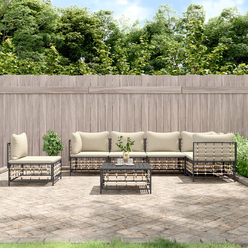 7-delige Loungeset met kussens poly rattan antracietkleurig is nu te koop bij PeponiXL, paradijselijk wonen!