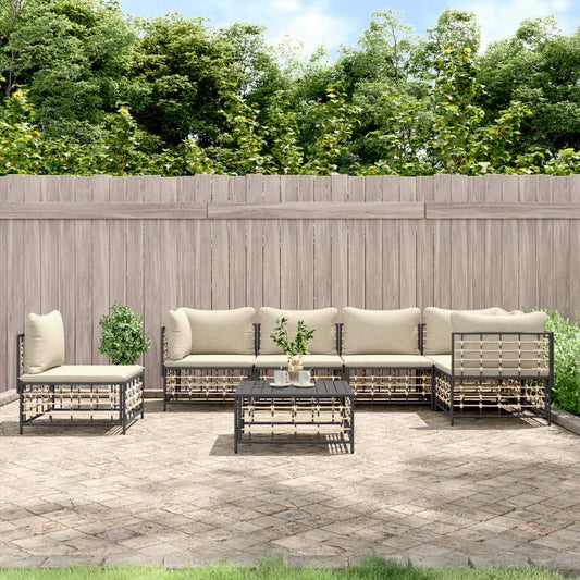 7-delige Loungeset met kussens poly rattan antracietkleurig is nu te koop bij PeponiXL, paradijselijk wonen!