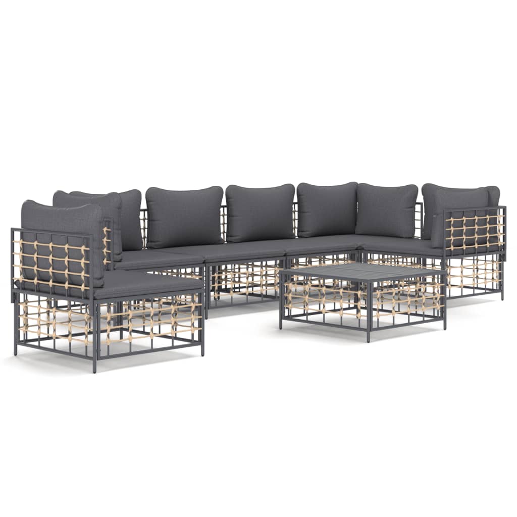7-delige Loungeset met kussens poly rattan antracietkleurig is nu te koop bij PeponiXL, paradijselijk wonen!