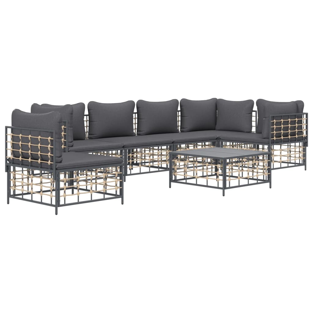 7-delige Loungeset met kussens poly rattan antracietkleurig is nu te koop bij PeponiXL, paradijselijk wonen!