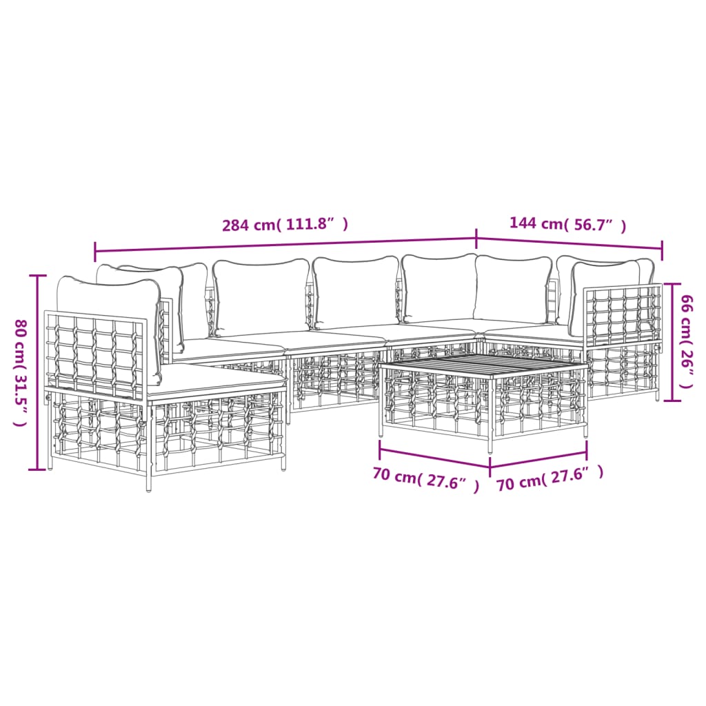 7-delige Loungeset met kussens poly rattan antracietkleurig is nu te koop bij PeponiXL, paradijselijk wonen!