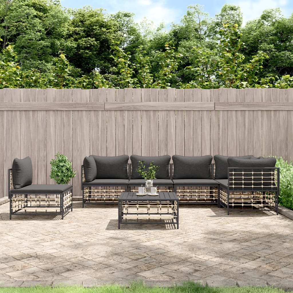 7-delige Loungeset met kussens poly rattan antracietkleurig is nu te koop bij PeponiXL, paradijselijk wonen!