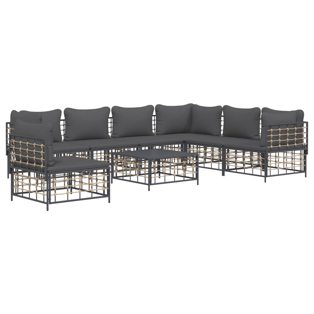 8-delige Loungeset met kussens poly rattan antracietkleurig is nu te koop bij PeponiXL, paradijselijk wonen!